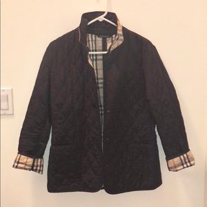 Burberry Quilted Coat in Navy